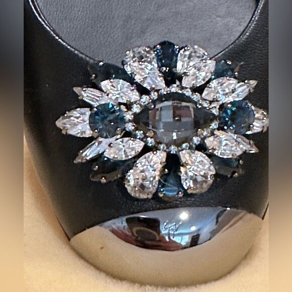 Giuseppe Zanotti Crystal Embellished top grain leather Ballet Flats Size 39 - Picture 5 of 11
